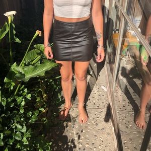 Real leather mini skirt
